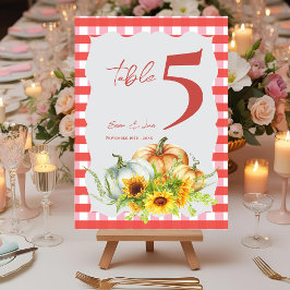 Pumpkins Sunflowers Fall Wedding Table Number サンキューカード
