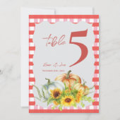 Pumpkins Sunflowers Fall Wedding Table Number サンキューカード (正面)