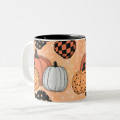 Pumpkins.Thanksgiving日の継ぎ目が無いパターン ツートーンマグカップ (正面左)