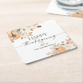 Pumpkins Thanksgiving Dinner Square Paper Coaster スクエアペーパーコースター (アングル)