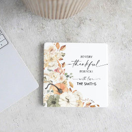 Pumpkins Thanksgiving Dinner Square Paper Coaster スクエアペーパーコースター