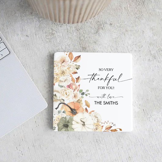 Pumpkins Thanksgiving Dinner Square Paper Coaster スクエアペーパーコースター