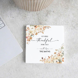 Pumpkins Thanksgiving Dinner Square Paper Coaster スクエアペーパーコースター