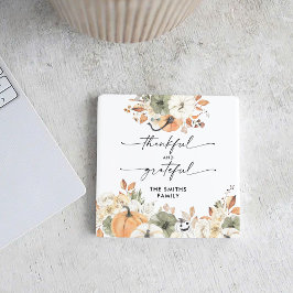 Pumpkins Thanksgiving Dinner Square Paper Coaster  スクエアペーパーコースター