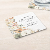Pumpkins Thanksgiving Dinner Square Paper Coaster スクエアペーパーコースター (アングル)