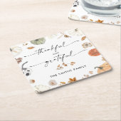 Pumpkins Thanksgiving Dinner Square Paper Coaster スクエアペーパーコースター (アングル)