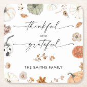 Pumpkins Thanksgiving Dinner Square Paper Coaster スクエアペーパーコースター (正面)