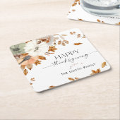 Pumpkins Thanksgiving Dinner Square Paper Coaster スクエアペーパーコースター (アングル)