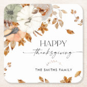 Pumpkins Thanksgiving Dinner Square Paper Coaster スクエアペーパーコースター (正面)