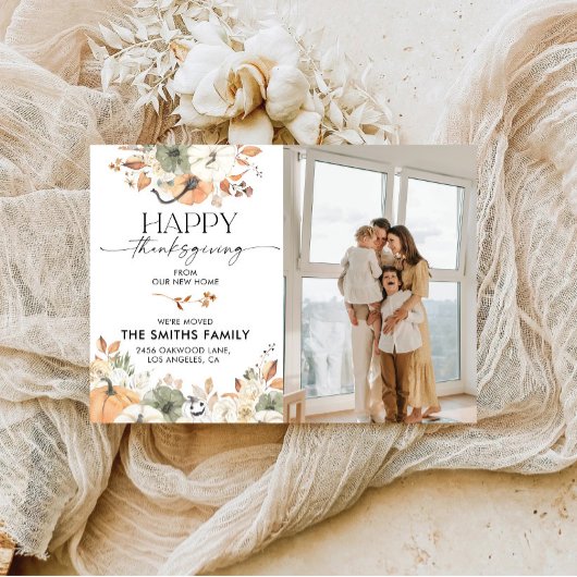 Pumpkins Thanksgiving Flat Announcement Card 案内状