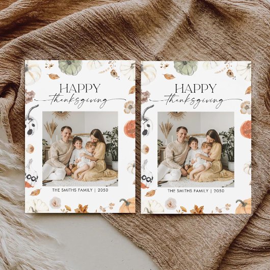 Pumpkins Thanksgiving Flat Holiday Card シーズンカード