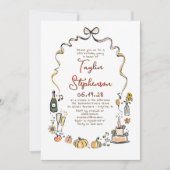 Pumpkins Whimsical Funky Hand Drawn Fall Birthday 招待状 (正面)