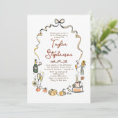 Pumpkins Whimsical Funky Hand Drawn Fall Birthday 招待状 (スタンド正面)