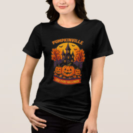 Pumpkinville Haunted House Spooky Fall トライブレンドＴシャツ