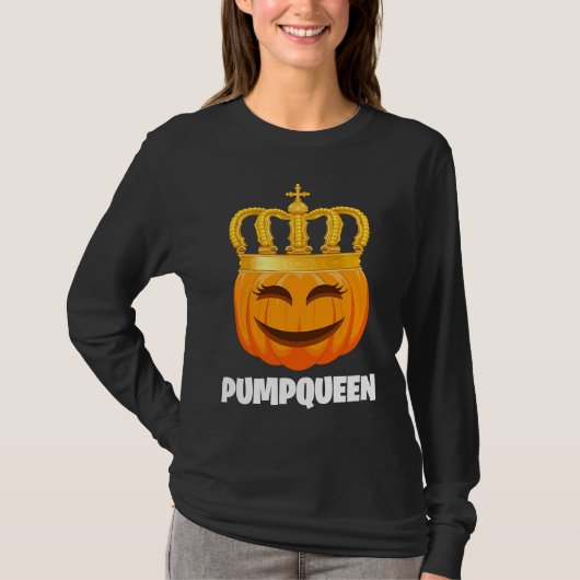 Pumpqueen Couples Halloween Pumpkin Tシャツ (正面)