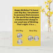 PunペアおもしろいDimeシフトハッピーバースデー カード (黄色い花)