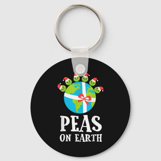 Pun Christmas Sayings Peas On Earth Funny Xmas Gif キーホルダー (正面)