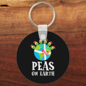 Pun Christmas Sayings Peas On Earth Funny Xmas Gif キーホルダー (正面)