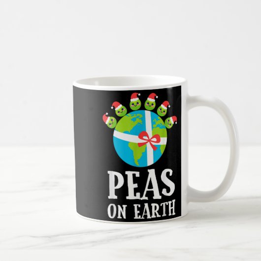 Pun Christmas Sayings Peas On Earth Funny Xmas Gif コーヒーマグカップ (右)