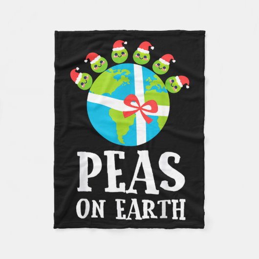 Pun Christmas Sayings Peas On Earth Funny Xmas Gif フリースブランケット (正面)