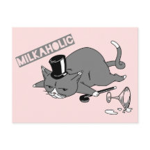 Pun Illustrationかわいい猫の男爵| "Milkaholic "