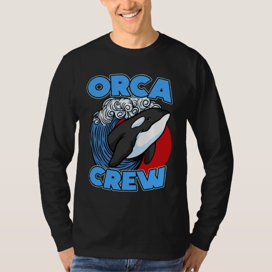 Pun Orca Whale Graphic Orca Crew Tシャツ (正面)