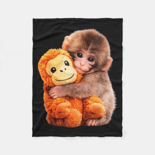 Punch baby monkey  フリースブランケット (正面)