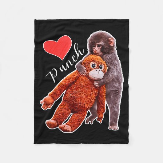 Punch baby monkey meme  フリースブランケット (正面)