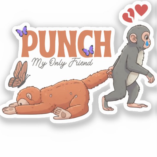 ‏Punch‑kun & Plush Monkey – Kawaii for Kids シール (正面)