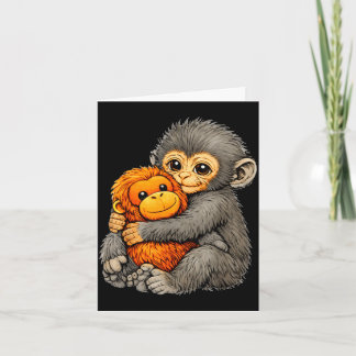 Punch monkey funny cute baby animal hugging plush  カード