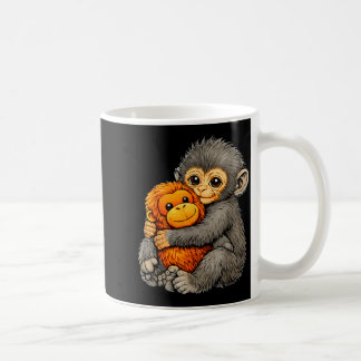 Punch monkey funny cute baby animal hugging plush  コーヒーマグカップ