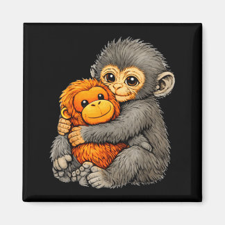 Punch monkey funny cute baby animal hugging plush  マグネット
