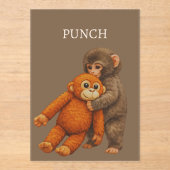Punch Monkey Funny Notebook | Cute Cartoon Monkey アクリル招待状 (正面)