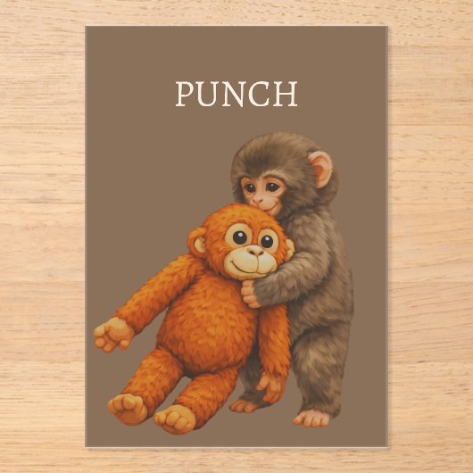 Punch Monkey Funny Notebook | Cute Cartoon Monkey アクリル招待状 (正面)