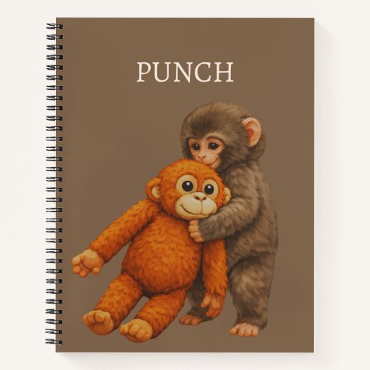 Punch Monkey Funny Notebook | Cute Cartoon Monkey ノートブック (正面)