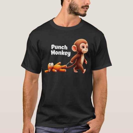Punch Monkey Viral Cute Graphic Tシャツ (正面)