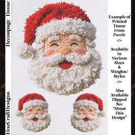 Punch Needle & Crochet Santa Faces ER6L Decoupage 薄葉紙