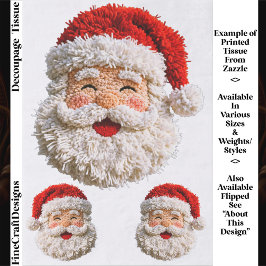 Punch Needle & Crochet Santa Faces ER6R Decoupage 薄葉紙