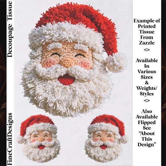 Punch Needle & Crochet Santa Faces ER6R Decoupage 薄葉紙