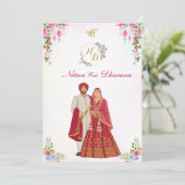 Punjabi Sikh Wedding Anand Karaj Gurudwara Card 招待状 (スタンド正面)