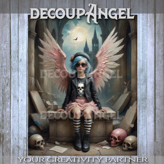 Punk Angel in Stripes Decoupage 薄葉紙