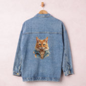 Punk Cat Denim Jacket-Stylish Rocker Design デニムジャケット (ハンガー)