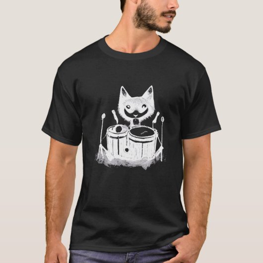 Punk Cat Playing Drums  6 Tシャツ (正面)
