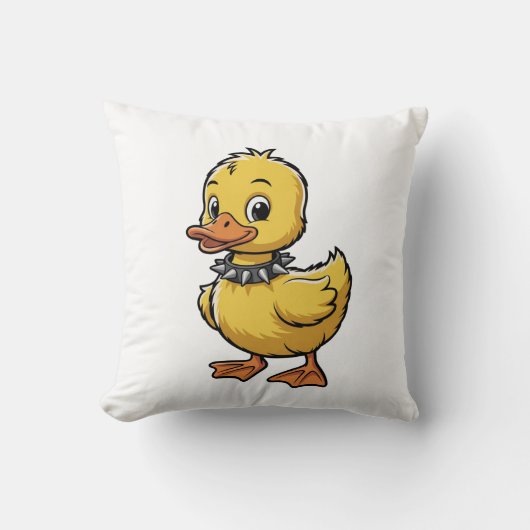 Punk Duckling – Funny Rebel Animal Art クッション (正面)