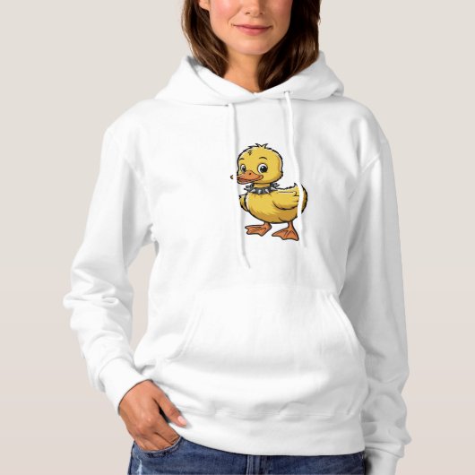 Punk Duckling – Funny Rebel Animal Art パーカ (正面)