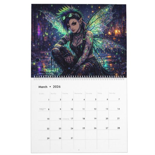 Punk Fairies Wall Calendar カレンダー (3月 2026)