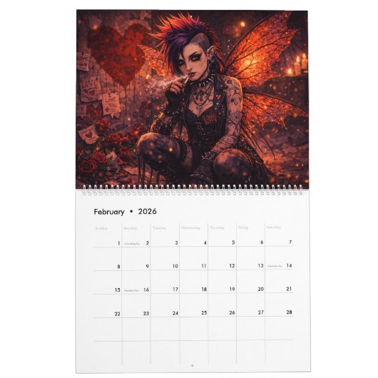 Punk Fairies Wall Calendar カレンダー (2月 2026)