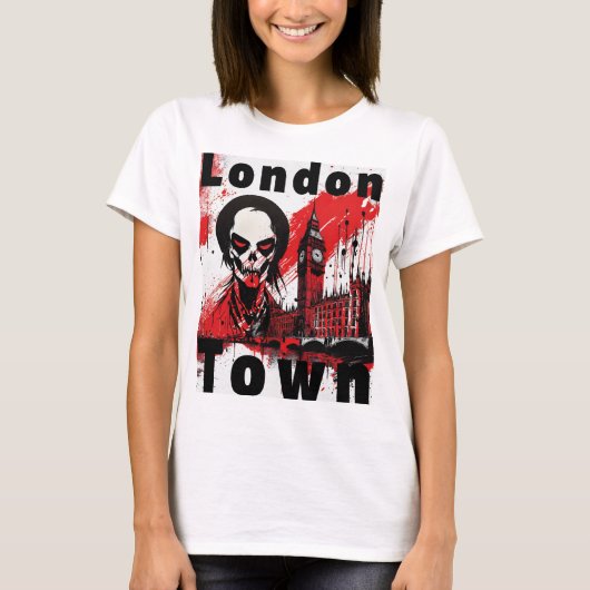 Punk Geschenk London England Zombie Rot Horror Tシャツ (正面)
