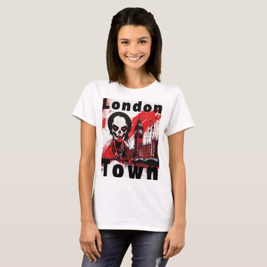 Punk Geschenk London England Zombie Rot Horror Tシャツ (正面フル)