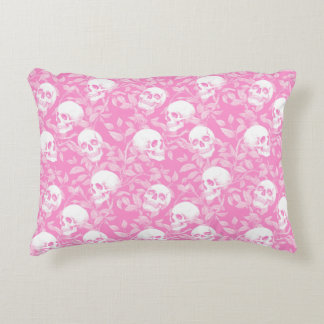 Punk girly Gothic pink skulls & foliage Halloween アクセントクッション